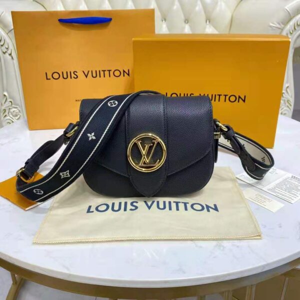Louis Vuitton LV Women LV Pont 9 Soft MM Noir Crème Grained Calfskin Smooth Cowhide (11)