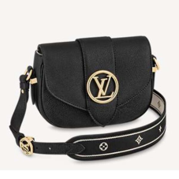 Louis Vuitton LV Women LV Pont 9 Soft MM Noir Crème Grained Calfskin Smooth Cowhide