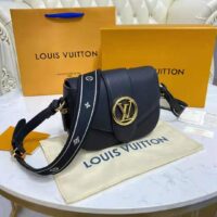 Louis Vuitton LV Women LV Pont 9 Soft MM Noir Crème Grained Calfskin Smooth Cowhide