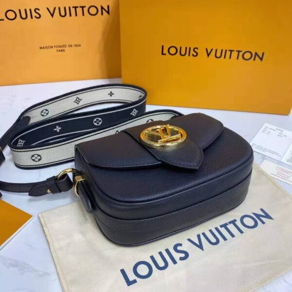 Louis Vuitton LV Women LV Pont 9 Soft MM Noir Crème Grained Calfskin Smooth Cowhide (7)