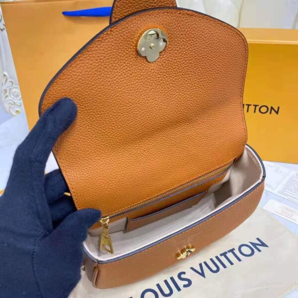 Louis Vuitton LV Women LV Pont 9 Soft MM Sienne Dorée Mocaccino Grained Calfskin Smooth Cowhide (5)