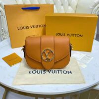 Louis Vuitton LV Women LV Pont 9 Soft MM Sienne Dorée Mocaccino Grained Calfskin Smooth Cowhide