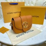 Louis Vuitton LV Women LV Pont 9 Soft MM Sienne Dorée Mocaccino Grained Calfskin Smooth Cowhide – Image 3