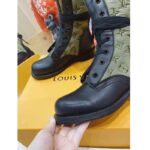 Louis Vuitton LV Women Laureate Platform Desert Boot Khaki Green Embroidered Nylon Suede Calf – Image 6