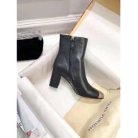 Louis Vuitton LV Women Louise Ankle Boot LV Circle Signature Black Calf Leather Metal Toe Cap