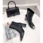 Louis Vuitton LV Women Louise Ankle Boot LV Circle Signature Black Calf Leather Metal Toe Cap - Imagen 8
