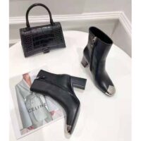 Louis Vuitton LV Women Louise Ankle Boot LV Circle Signature Black Calf Leather Metal Toe Cap