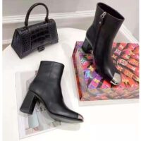 Louis Vuitton LV Women Louise Ankle Boot LV Circle Signature Black Calf Leather Metal Toe Cap