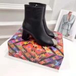 Louis Vuitton LV Women Louise Ankle Boot LV Circle Signature Black Calf Leather Metal Toe Cap - Imagen 6