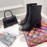 Louis Vuitton LV Women Louise Ankle Boot LV Circle Signature Black Calf Leather Metal Toe Cap - Imagen 5
