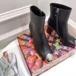Louis Vuitton LV Women Louise Ankle Boot LV Circle Signature Black Calf Leather Metal Toe Cap - Imagen 7