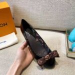 Louis Vuitton LV Women Popi Flat Ballerina Black Patent Calf Leather Monogram Nylon Bow - Image 9