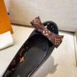 Louis Vuitton LV Women Popi Flat Ballerina Black Patent Calf Leather Monogram Nylon Bow - Image 12