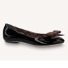 Louis Vuitton LV Women Popi Flat Ballerina Black Patent Calf Leather Monogram Nylon Bow