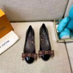 Louis Vuitton LV Women Popi Flat Ballerina Black Patent Calf Leather Monogram Nylon Bow - Image 6