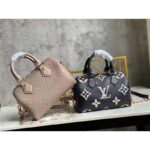 Louis Vuitton Women Speedy Bandoulière 25 Handbag Black Beige Embossed Grained Cowhide Leather - immagine 7