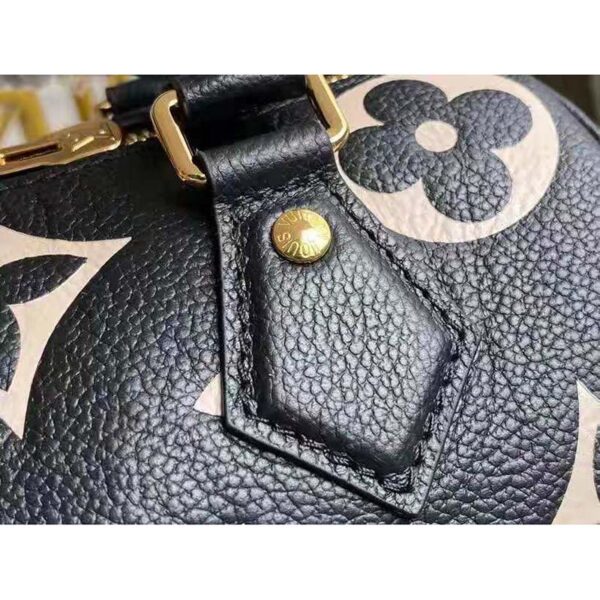 Louis Vuitton Women Speedy Bandoulière 25 Handbag Black Beige Embossed Grained Cowhide Leather (6)