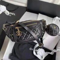 Chanel CC Bumbag Waist Pack Pocket Aged Calfskin Leather-Black