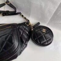 Chanel CC Bumbag Waist Pack Pocket Aged Calfskin Leather-Black