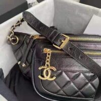 Chanel CC Bumbag Waist Pack Pocket Aged Calfskin Leather-Black