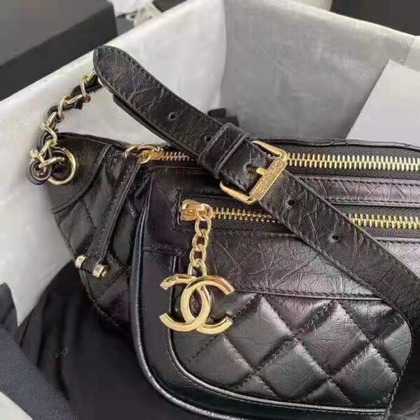 Chanel CC Bumbag Waist Pack Pocket Aged Calfskin Leather-Black (8)