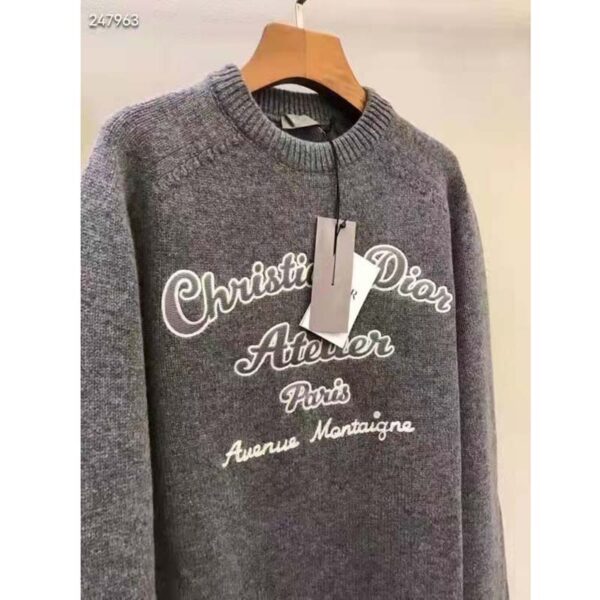 Dior CD Women Christian Dior Atelier Sweater Gray Wool Jersey (8)
