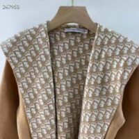 Dior CD Women Coat Belt Brown Double-Sided Wool Silk