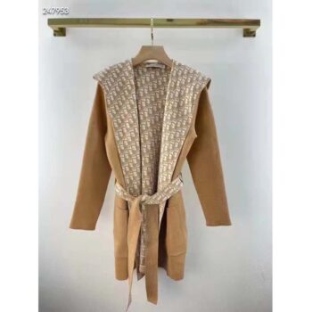 Dior CD Women Cropped Coat Hood Belt Double-Sided Wool Reference: 210M31A1375_X1245