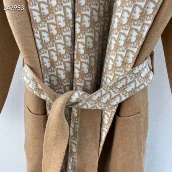 Dior CD Women Coat Belt Brown Double-Sided Wool Silk (8)