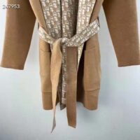 Dior CD Women Coat Belt Brown Double-Sided Wool Silk