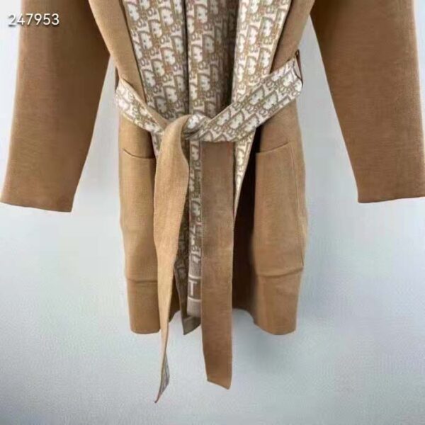 Dior CD Women Coat Belt Brown Double-Sided Wool Silk (9)