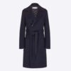 Dior CD Women Coat Navy Blue Double-Sided Wool Silk