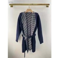 Dior CD Women Coat Navy Blue Double-Sided Wool Silk