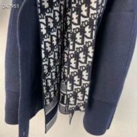 Dior CD Women Coat Navy Blue Double-Sided Wool Silk