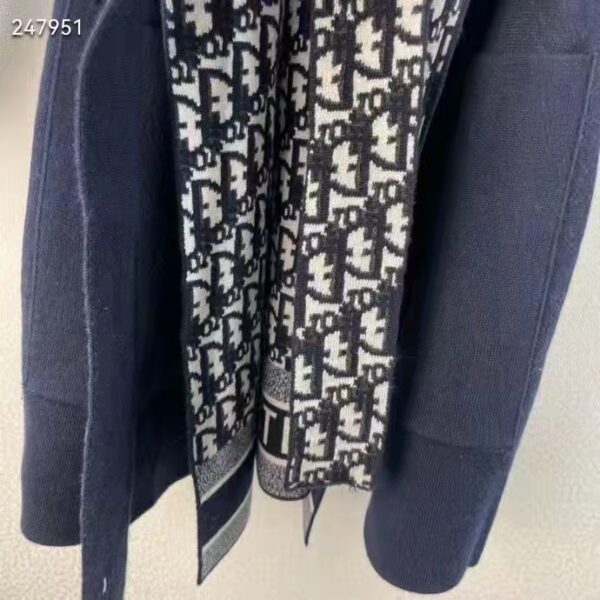 Dior CD Women Coat Navy Blue Double-Sided Wool Silk (9)