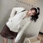 Dior Women Bee Fleece Blouson Ecru Technical Wool Cashmere Knit - Imagen 2