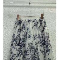 Dior Women Mid-Length Skirt Navy Blue Cotton Voile Bees Flowers