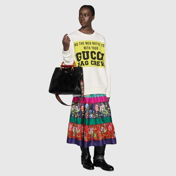 Gucci GG Women Gucci 100 Cotton Sweatshirt Off-Whtie Cotton Oversized Crewneck (1)