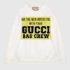 Gucci GG Women Gucci 100 Cotton Sweatshirt Off-Whtie Cotton Oversized Crewneck