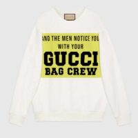 Gucci GG Women Gucci 100 Cotton Sweatshirt Off-Whtie Cotton Oversized Crewneck