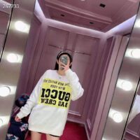 Gucci GG Women Gucci 100 Cotton Sweatshirt Off-Whtie Cotton Oversized Crewneck