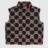 Gucci GG Women Interlocking G Down Padded Vest Black Red Nylon