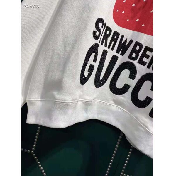 Gucci GG Women Strawberry Gucci Cotton Sweatshirt Fixed Hood Oversize Fit (10)