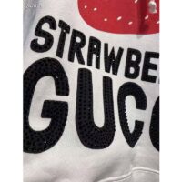 Gucci GG Women Strawberry Gucci Cotton Sweatshirt Fixed Hood Oversize Fit