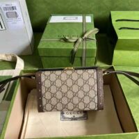 Gucci Unisex GG Mini Bag Beige Ebony GG Supreme Canvas