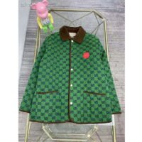 Gucci Women Gucci 100 Quilted GG Jacket Green Blue Quilted GG Canvas