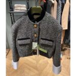 Gucci Women GG Check Tweed Jacket with Double G Buttons - Imagen 2