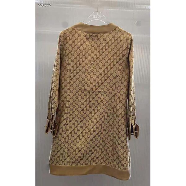 Gucci Women GG Linen Canvas Kaftan Beige Ebony Leather Toggle Chain (13)