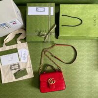 Gucci Women GG Marmont Crocodile Mini Top Handle Bag Red