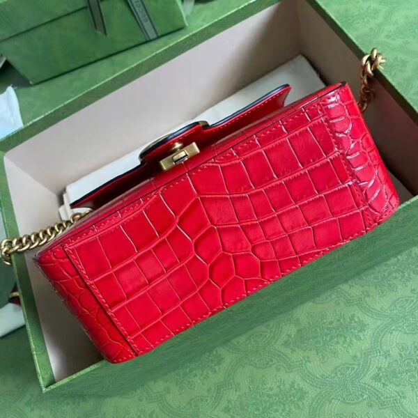 Gucci Women GG Marmont Crocodile Mini Top Handle Bag Red (5)
